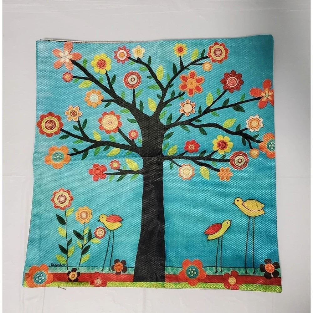 Sascalia Sunshine Pillow Cover Bohemian Art Print 17 x 17 Zippered Cushion Cover